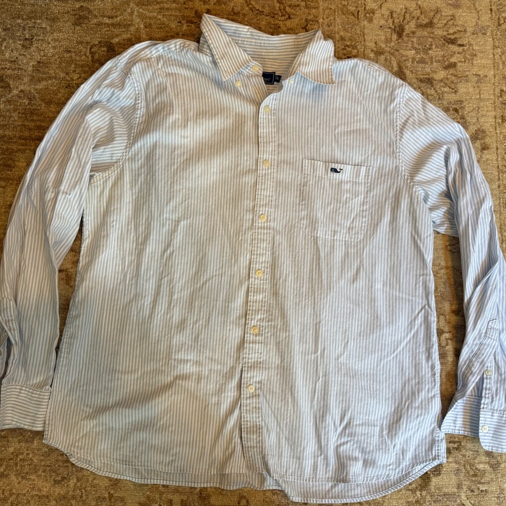 Vineyard Vines Light Blue & White Striped Button-Down Shirt
